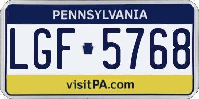 PA license plate LGF5768