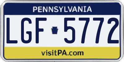 PA license plate LGF5772