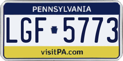 PA license plate LGF5773