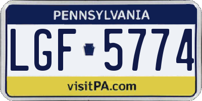PA license plate LGF5774