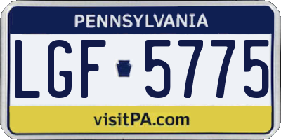 PA license plate LGF5775