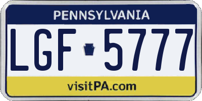 PA license plate LGF5777