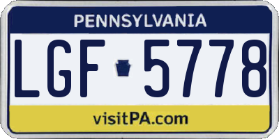 PA license plate LGF5778