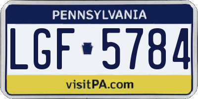 PA license plate LGF5784