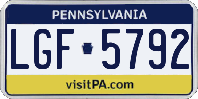 PA license plate LGF5792