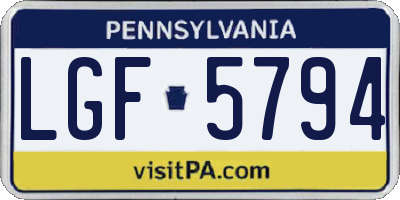 PA license plate LGF5794