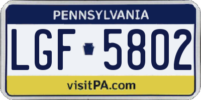 PA license plate LGF5802