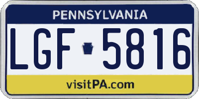 PA license plate LGF5816