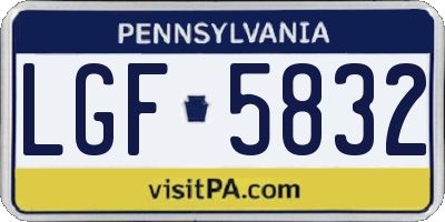 PA license plate LGF5832