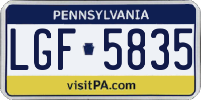 PA license plate LGF5835