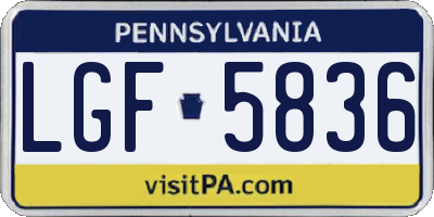 PA license plate LGF5836