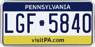 PA license plate LGF5840