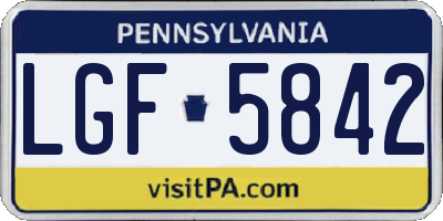 PA license plate LGF5842
