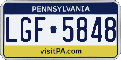 PA license plate LGF5848