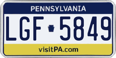 PA license plate LGF5849