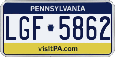 PA license plate LGF5862