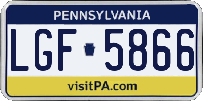 PA license plate LGF5866