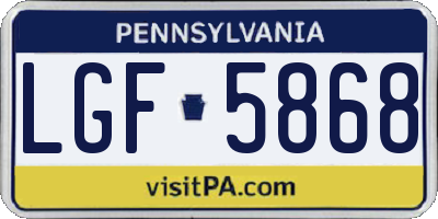 PA license plate LGF5868