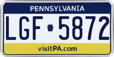 PA license plate LGF5872