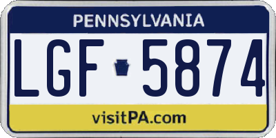 PA license plate LGF5874
