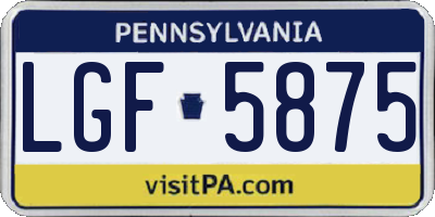 PA license plate LGF5875