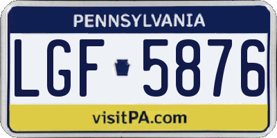 PA license plate LGF5876