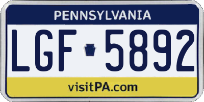 PA license plate LGF5892