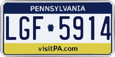 PA license plate LGF5914
