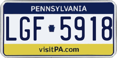 PA license plate LGF5918