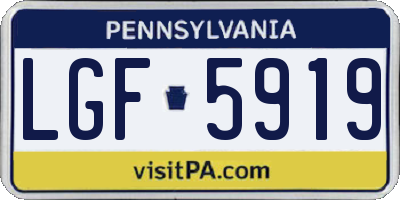 PA license plate LGF5919