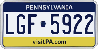 PA license plate LGF5922