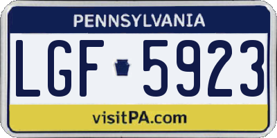 PA license plate LGF5923