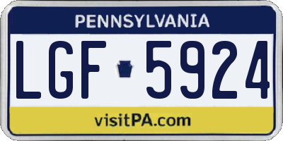 PA license plate LGF5924