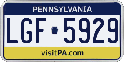PA license plate LGF5929