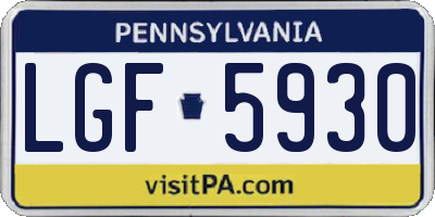 PA license plate LGF5930