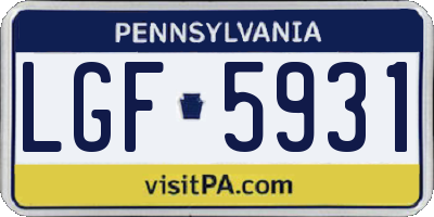 PA license plate LGF5931