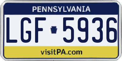 PA license plate LGF5936