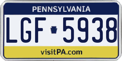 PA license plate LGF5938