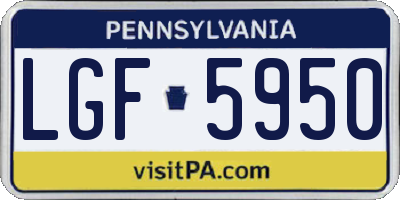 PA license plate LGF5950