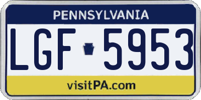 PA license plate LGF5953