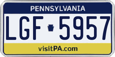 PA license plate LGF5957
