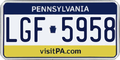 PA license plate LGF5958
