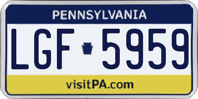 PA license plate LGF5959