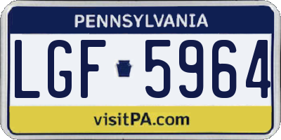 PA license plate LGF5964