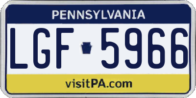 PA license plate LGF5966