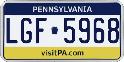 PA license plate LGF5968