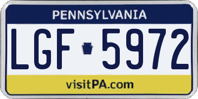 PA license plate LGF5972