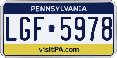 PA license plate LGF5978