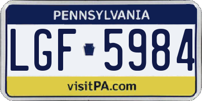 PA license plate LGF5984