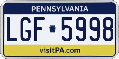 PA license plate LGF5998